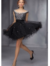 Tulle Beaded Scoop Neckline Key Hole Back Knee Length Prom Dress